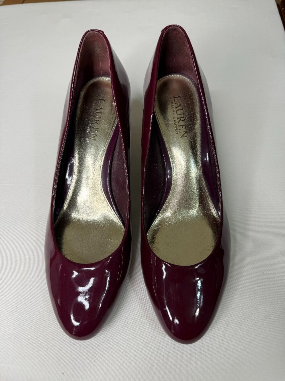 Lauren Ralph Lauren Burgundy Patent Leather Pumps Heels Size 9.5B
